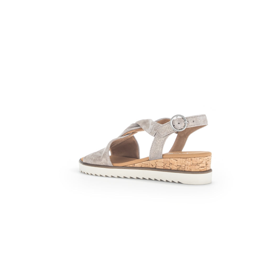Gabor 42.751.95 Rich Ladies Mussel Gold Metallic Leather Buckle Fastening Sandals-elevate your sole