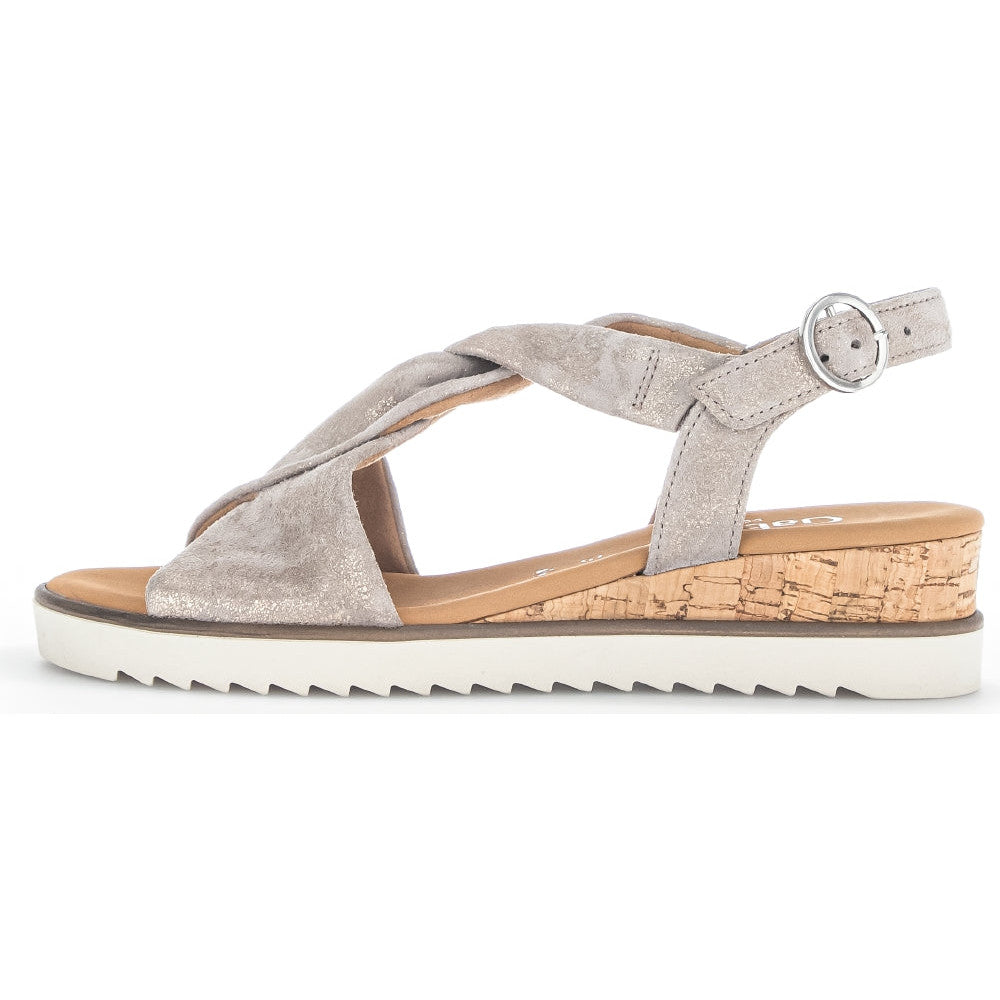 Gabor 42.751.95 Rich Ladies Mussel Gold Metallic Leather Buckle Fastening Sandals-elevate your sole