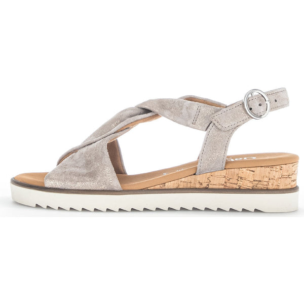 Gabor 42.751.95 Rich Ladies Mussel Gold Metallic Leather Buckle Fastening Sandals-elevate your sole