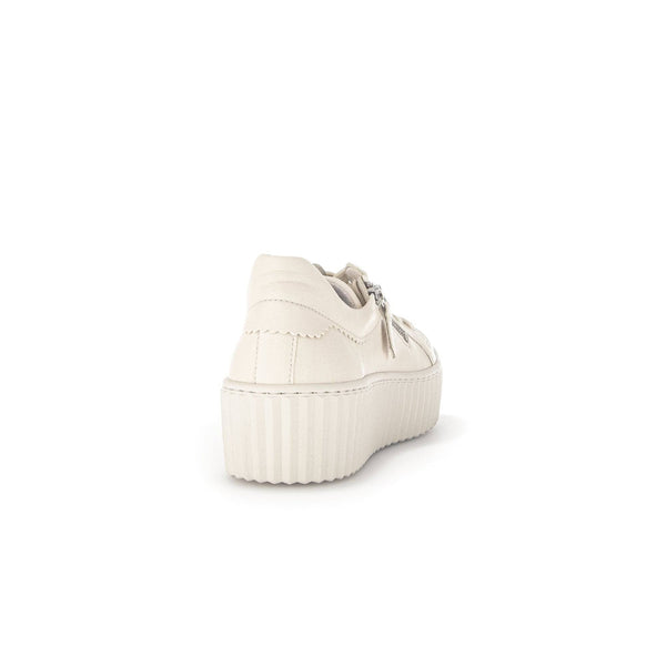 Gabor 43.200.22 Dolly Ladies Cream Leather Lace Up Trainers-elevate your sole