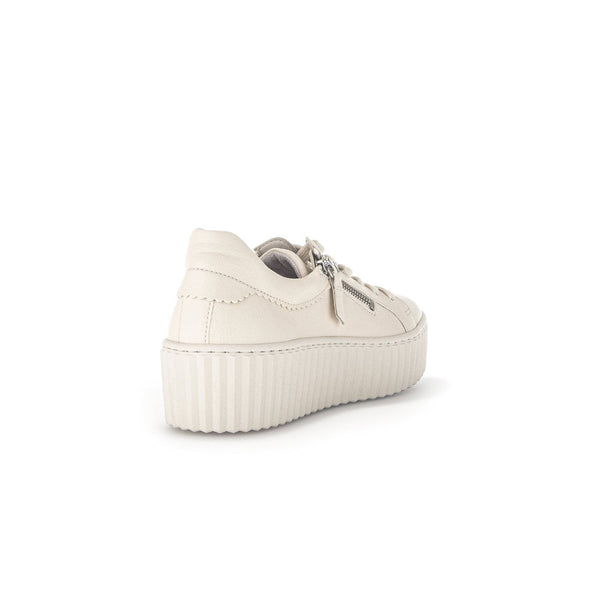 Gabor 43.200.22 Dolly Ladies Cream Leather Lace Up Trainers-elevate your sole