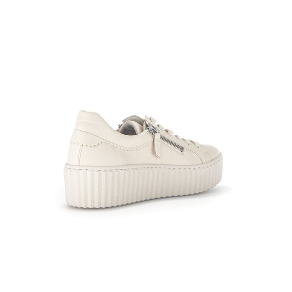 Gabor 43.200.22 Dolly Ladies Cream Leather Lace Up Trainers-elevate your sole