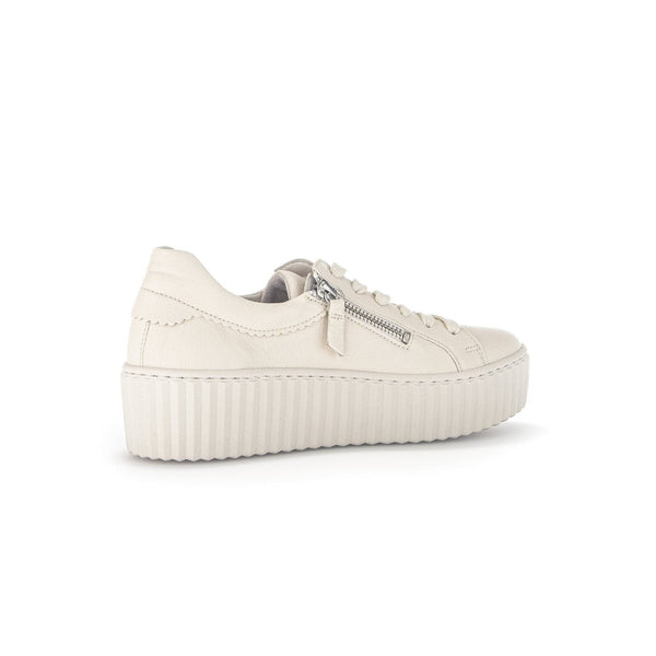 Gabor 43.200.22 Dolly Ladies Cream Leather Lace Up Trainers-elevate your sole