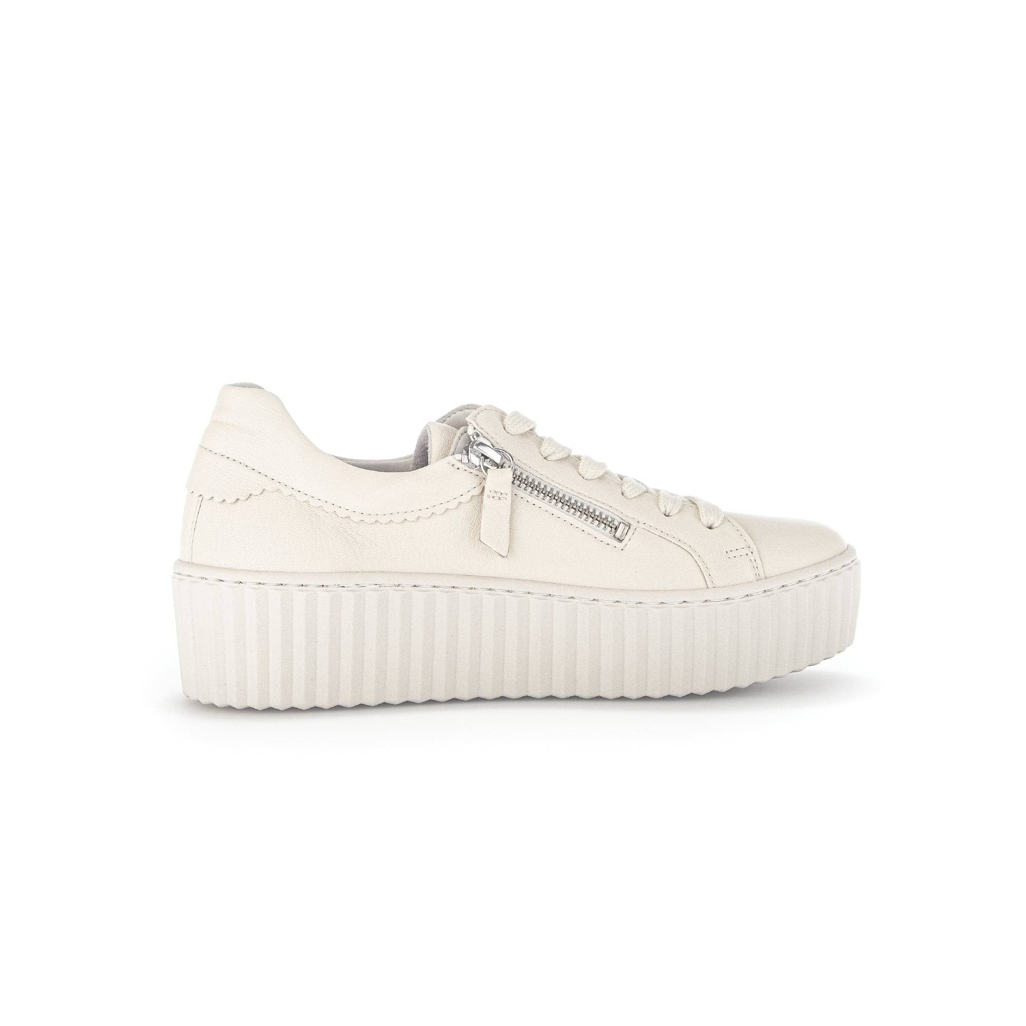 Gabor 43.200.22 Dolly Ladies Cream Leather Lace Up Trainers-elevate your sole