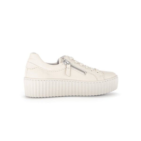 Gabor 43.200.22 Dolly Ladies Cream Leather Lace Up Trainers-elevate your sole