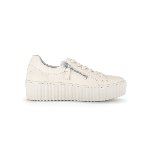 Gabor 43.200.22 Dolly Ladies Cream Leather Lace Up Trainers-elevate your sole