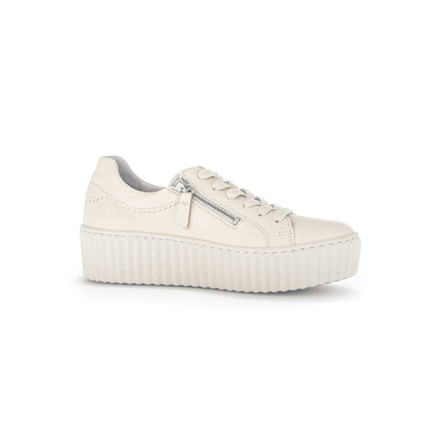 Gabor 43.200.22 Dolly Ladies Cream Leather Lace Up Trainers-elevate your sole