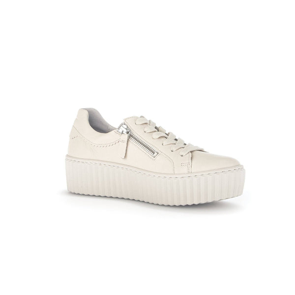 Gabor 43.200.22 Dolly Ladies Cream Leather Lace Up Trainers-elevate your sole