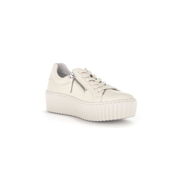 Gabor 43.200.22 Dolly Ladies Cream Leather Lace Up Trainers-elevate your sole