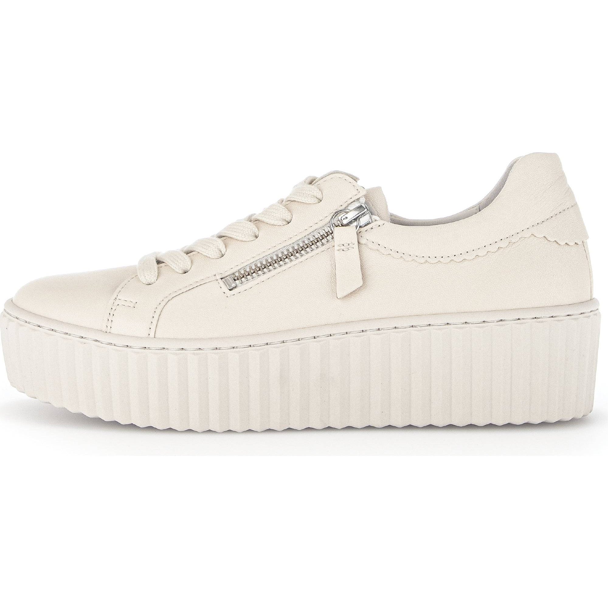Gabor 43.200.22 Dolly Ladies Cream Leather Lace Up Trainers-elevate your sole
