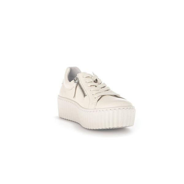 Gabor 43.200.22 Dolly Ladies Cream Leather Lace Up Trainers-elevate your sole