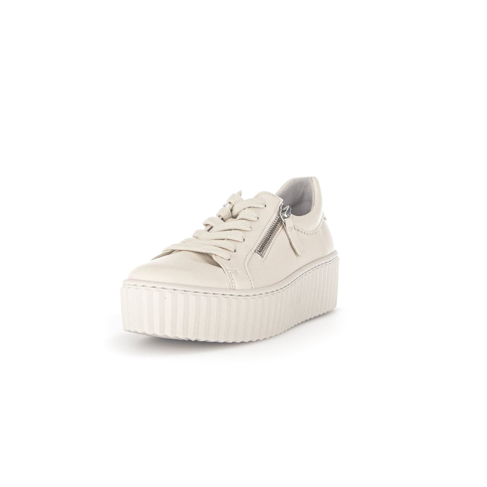 Gabor 43.200.22 Dolly Ladies Cream Leather Lace Up Trainers-elevate your sole