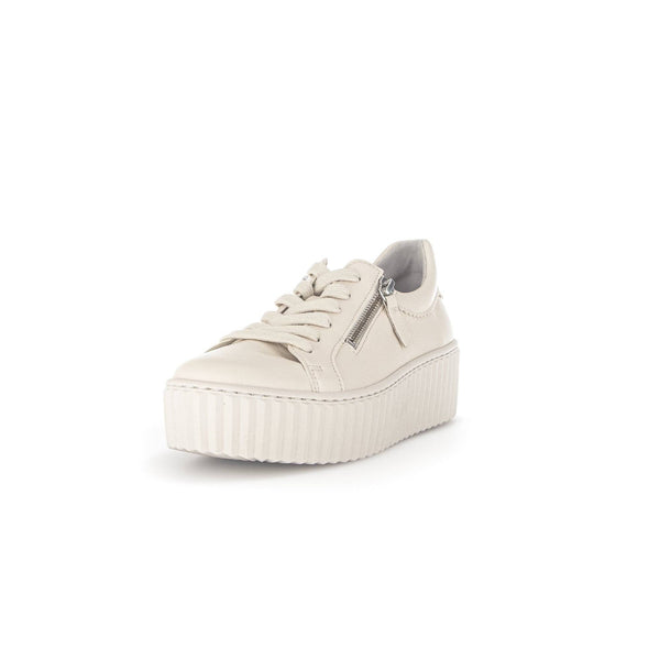 Gabor 43.200.22 Dolly Ladies Cream Leather Lace Up Trainers-elevate your sole