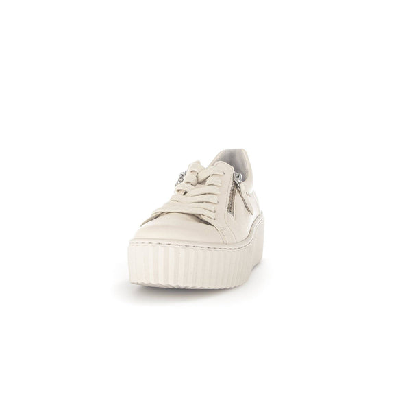 Gabor 43.200.22 Dolly Ladies Cream Leather Lace Up Trainers-elevate your sole