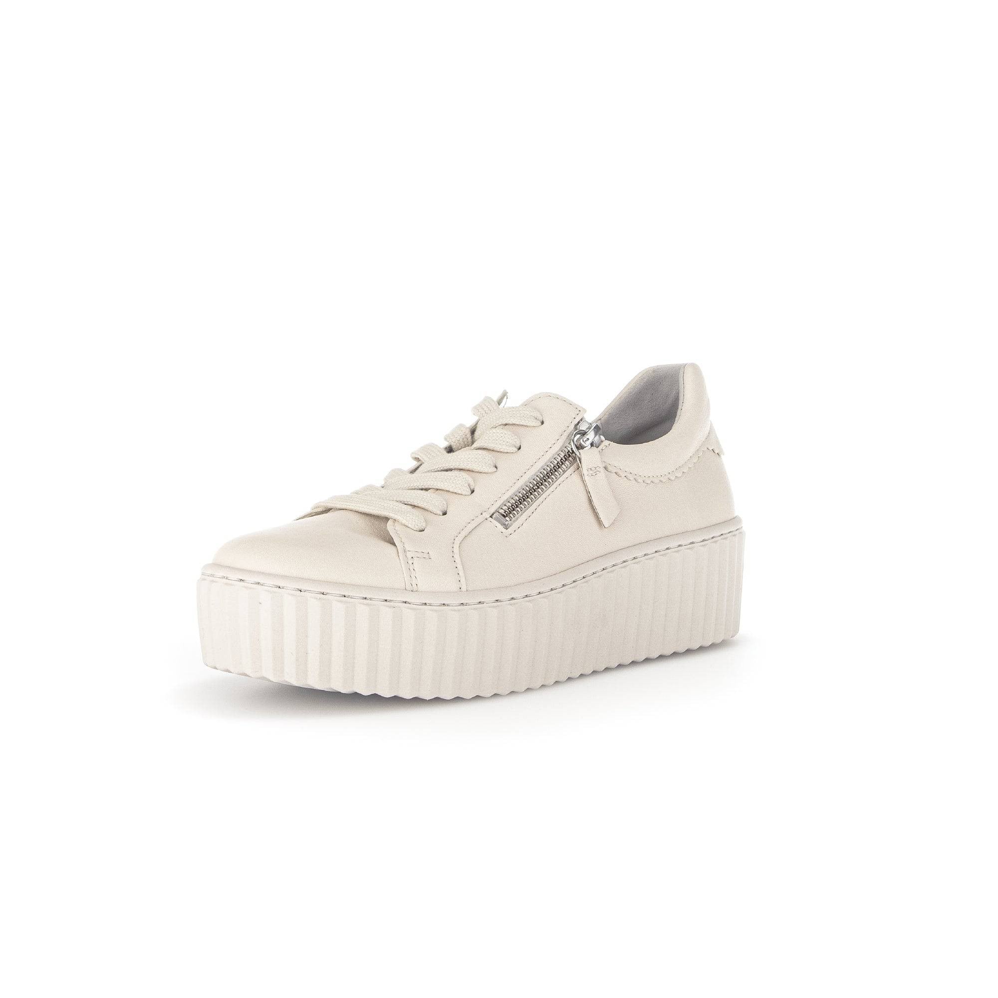 Gabor 43.200.22 Dolly Ladies Cream Leather Lace Up Trainers-elevate your sole