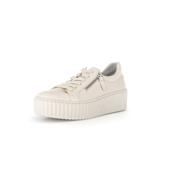 Gabor 43.200.22 Dolly Ladies Cream Leather Lace Up Trainers-elevate your sole