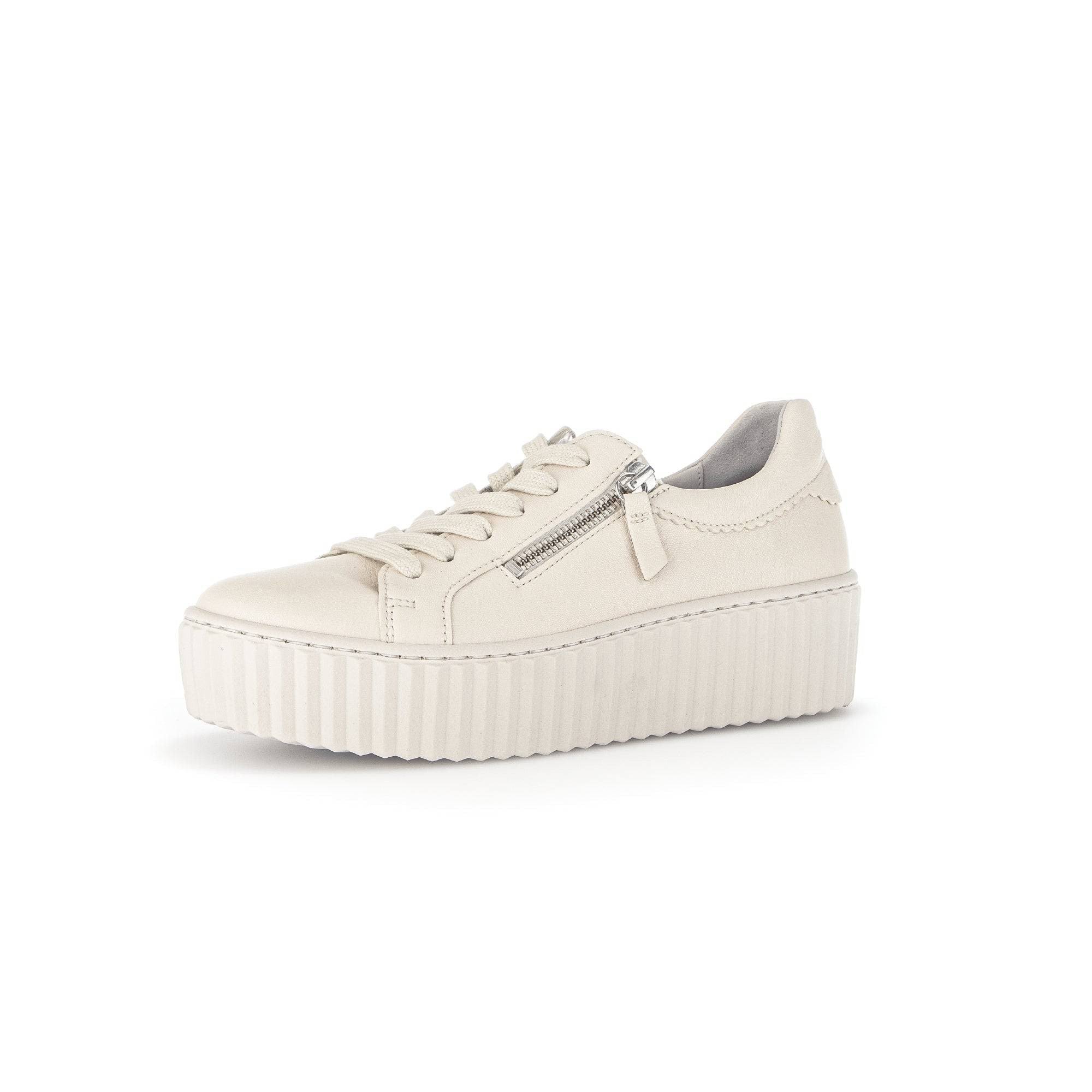 Gabor 43.200.22 Dolly Ladies Cream Leather Lace Up Trainers-elevate your sole