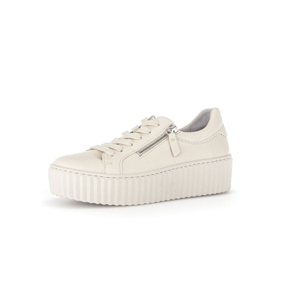 Gabor 43.200.22 Dolly Ladies Cream Leather Lace Up Trainers-elevate your sole
