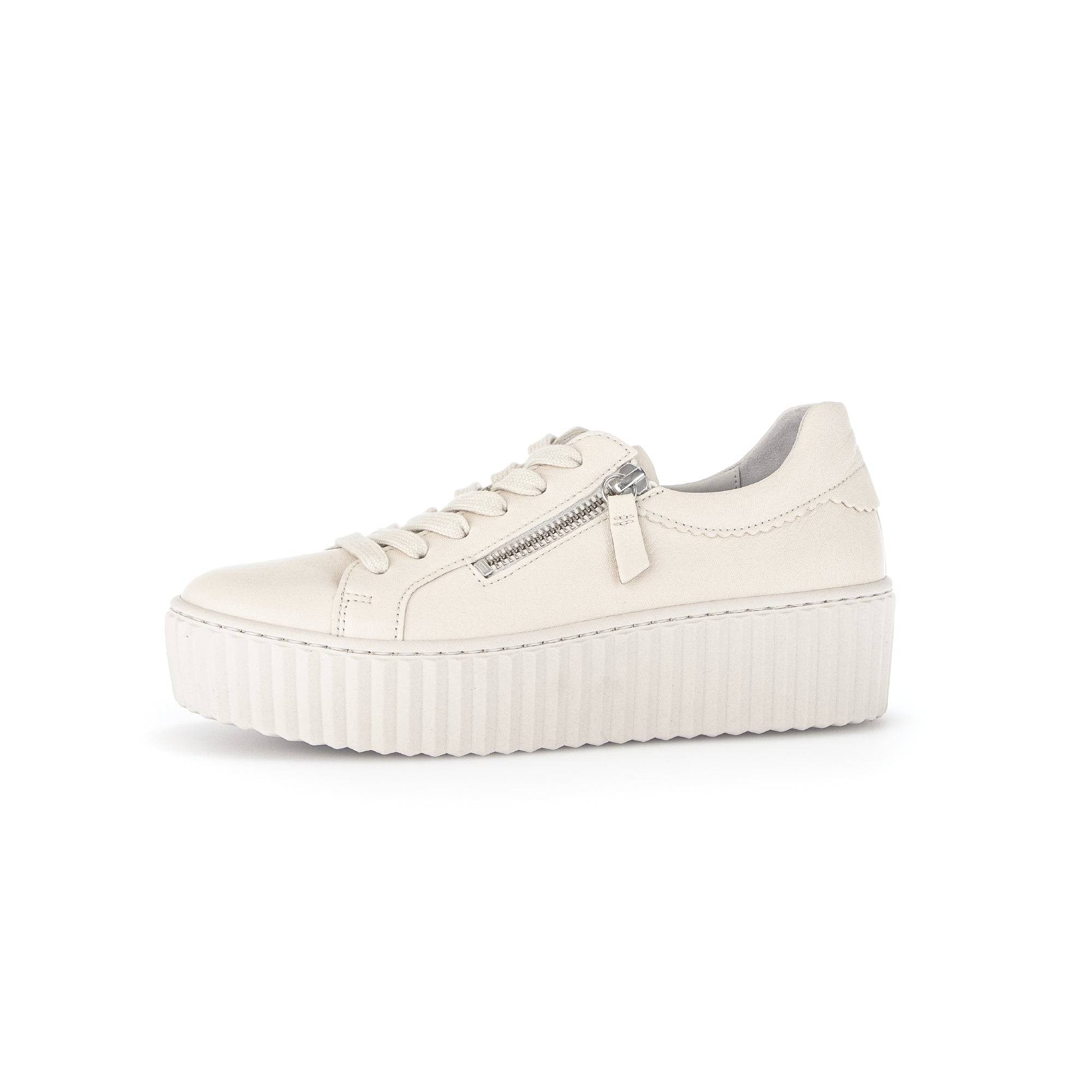 Gabor 43.200.22 Dolly Ladies Cream Leather Lace Up Trainers-elevate your sole