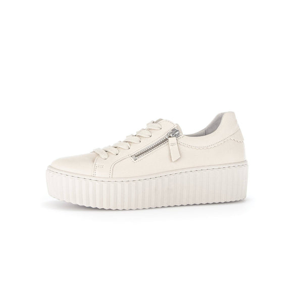Gabor 43.200.22 Dolly Ladies Cream Leather Lace Up Trainers-elevate your sole