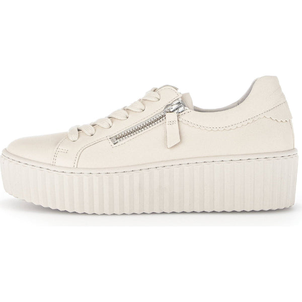 Gabor 43.200.22 Dolly Ladies Cream Leather Lace Up Trainers-elevate your sole