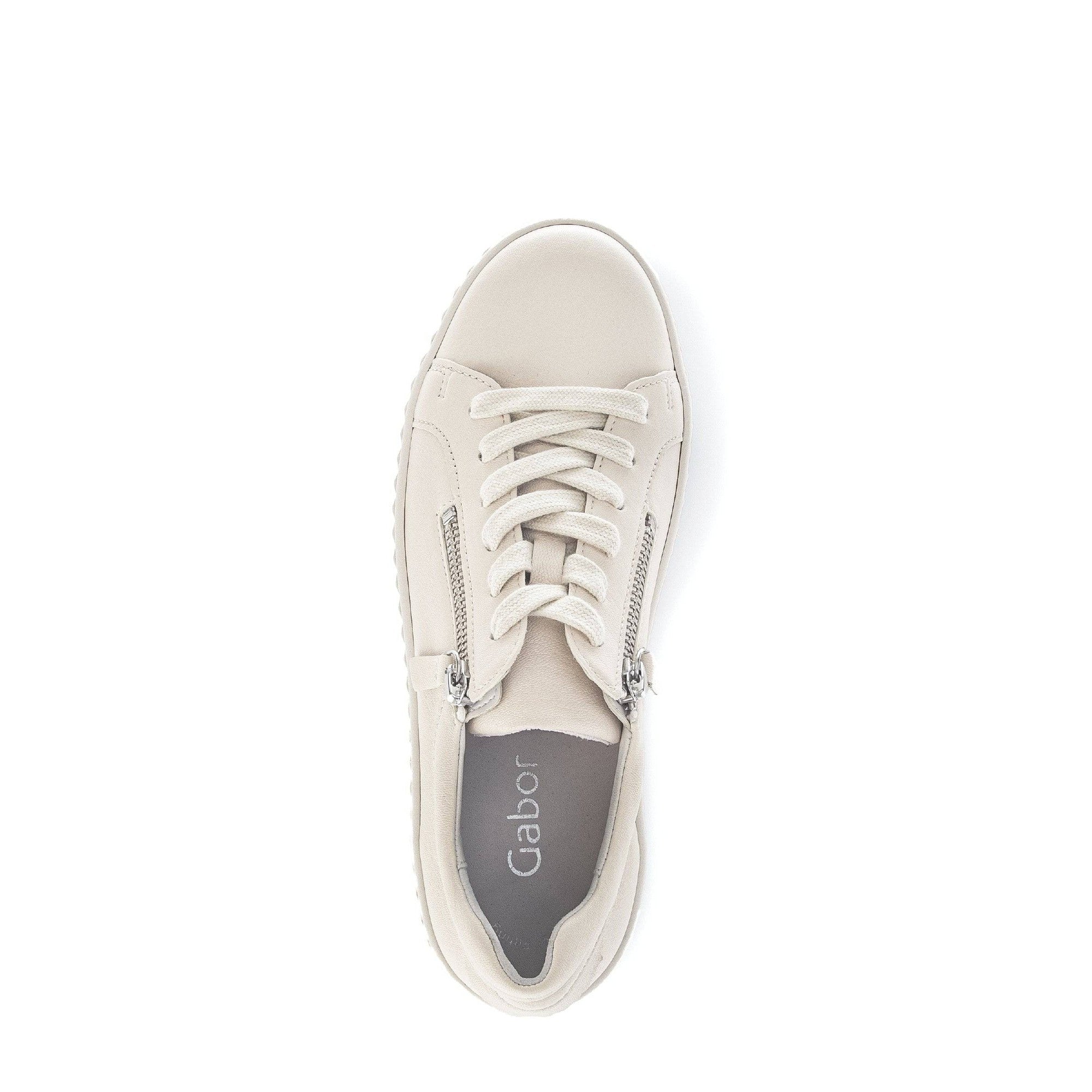 Gabor 43.200.22 Dolly Ladies Cream Leather Lace Up Trainers-elevate your sole