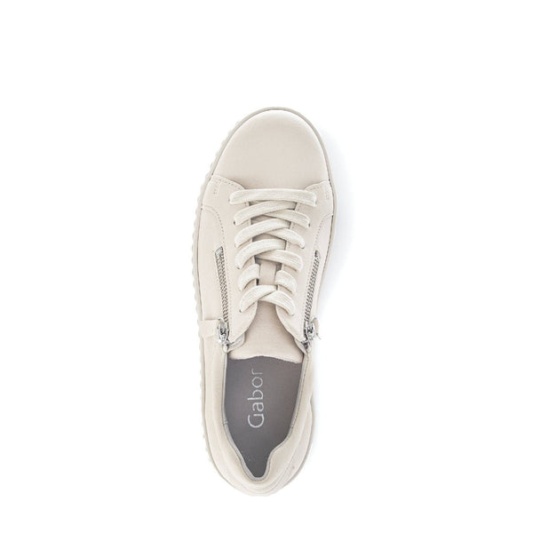 Gabor 43.200.22 Dolly Ladies Cream Leather Lace Up Trainers-elevate your sole
