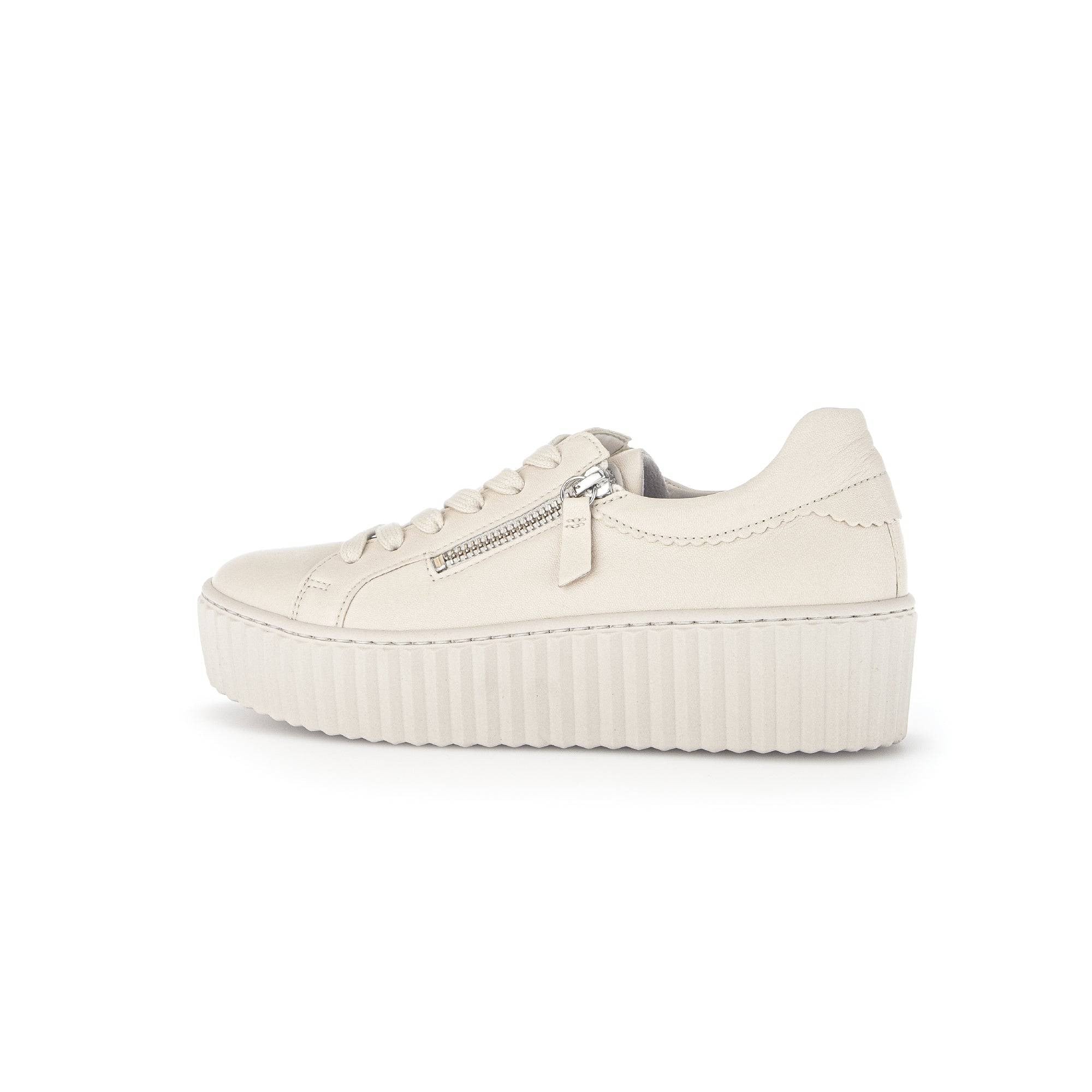 Gabor 43.200.22 Dolly Ladies Cream Leather Lace Up Trainers-elevate your sole