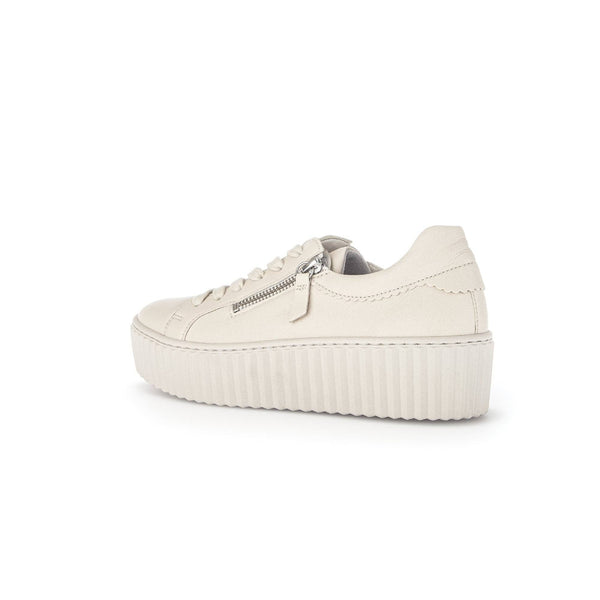 Gabor 43.200.22 Dolly Ladies Cream Leather Lace Up Trainers-elevate your sole