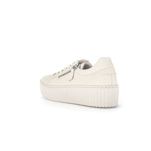 Gabor 43.200.22 Dolly Ladies Cream Leather Lace Up Trainers-elevate your sole
