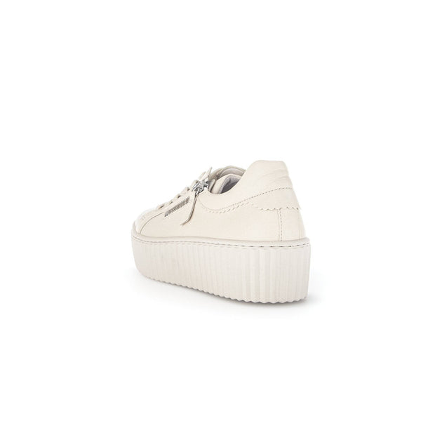 Gabor 43.200.22 Dolly Ladies Cream Leather Lace Up Trainers-elevate your sole