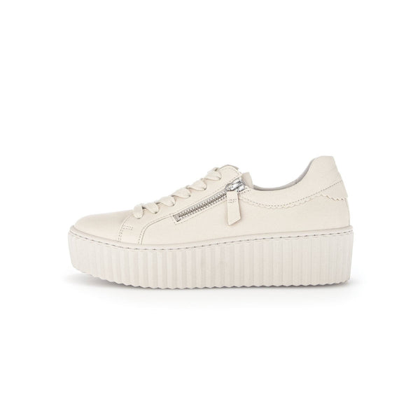Gabor 43.200.22 Dolly Ladies Cream Leather Lace Up Trainers-elevate your sole