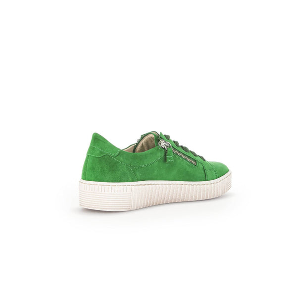 Gabor 43.334.19 Wisdom Ladies Green Suede Lace Up Trainers-elevate your sole
