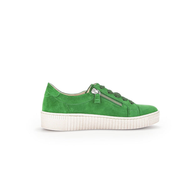 Gabor 43.334.19 Wisdom Ladies Green Suede Lace Up Trainers-elevate your sole