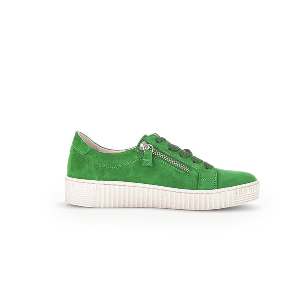 Gabor 43.334.19 Wisdom Ladies Green Suede Lace Up Trainers-elevate your sole