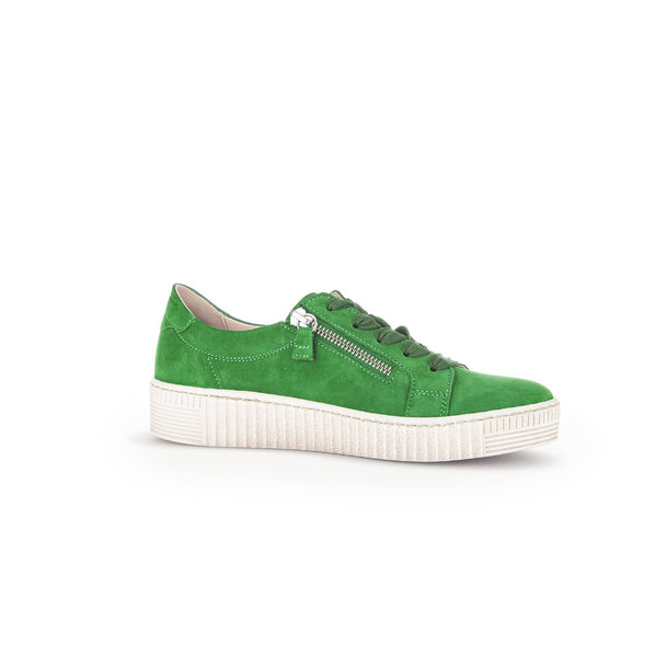 Gabor 43.334.19 Wisdom Ladies Green Suede Lace Up Trainers-elevate your sole