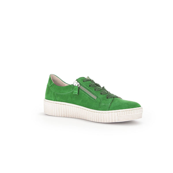 Gabor 43.334.19 Wisdom Ladies Green Suede Lace Up Trainers-elevate your sole