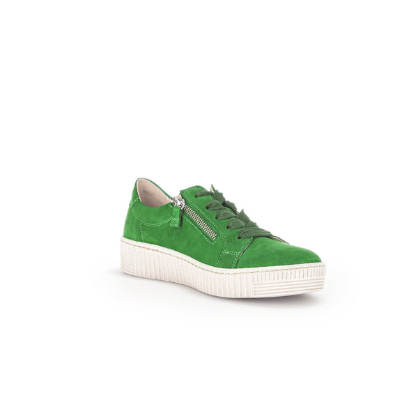 Gabor 43.334.19 Wisdom Ladies Green Suede Lace Up Trainers-elevate your sole