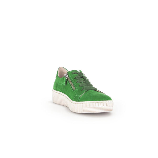 Gabor 43.334.19 Wisdom Ladies Green Suede Lace Up Trainers-elevate your sole
