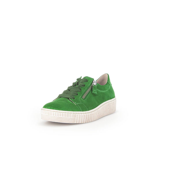 Gabor 43.334.19 Wisdom Ladies Green Suede Lace Up Trainers-elevate your sole