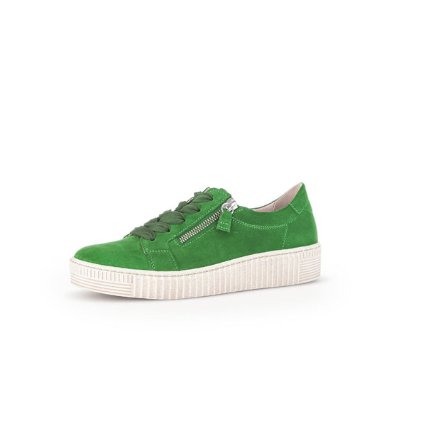 Gabor 43.334.19 Wisdom Ladies Green Suede Lace Up Trainers-elevate your sole