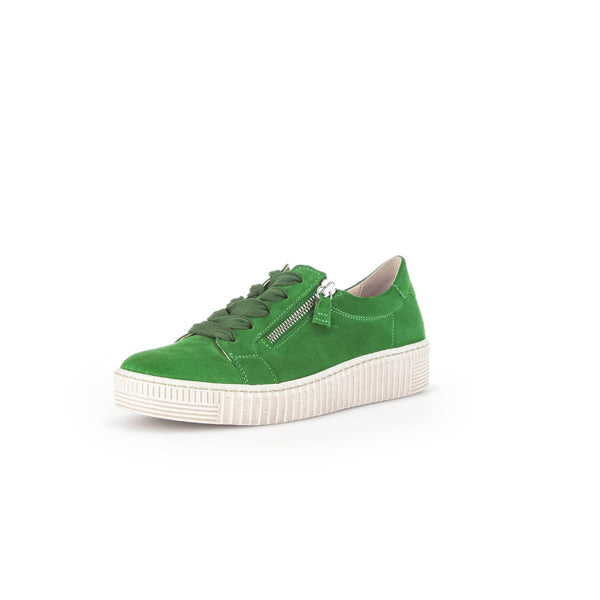 Gabor 43.334.19 Wisdom Ladies Green Suede Lace Up Trainers-elevate your sole