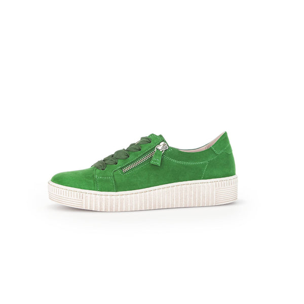 Gabor 43.334.19 Wisdom Ladies Green Suede Lace Up Trainers-elevate your sole