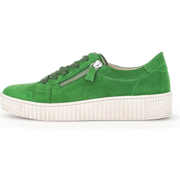 Gabor 43.334.19 Wisdom Ladies Green Suede Lace Up Trainers-elevate your sole