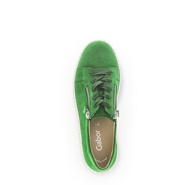 Gabor 43.334.19 Wisdom Ladies Green Suede Lace Up Trainers-elevate your sole