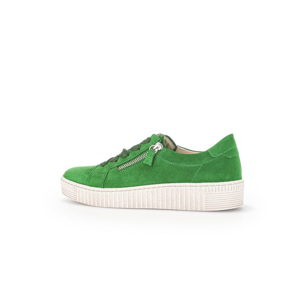 Gabor 43.334.19 Wisdom Ladies Green Suede Lace Up Trainers-elevate your sole