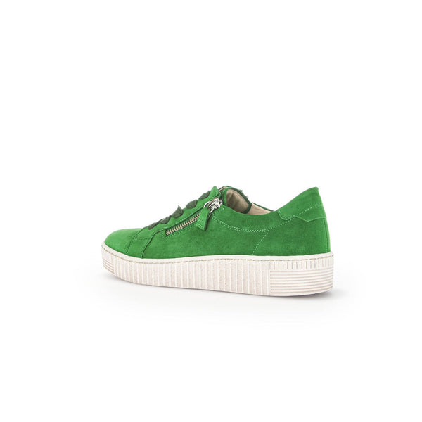 Gabor 43.334.19 Wisdom Ladies Green Suede Lace Up Trainers-elevate your sole