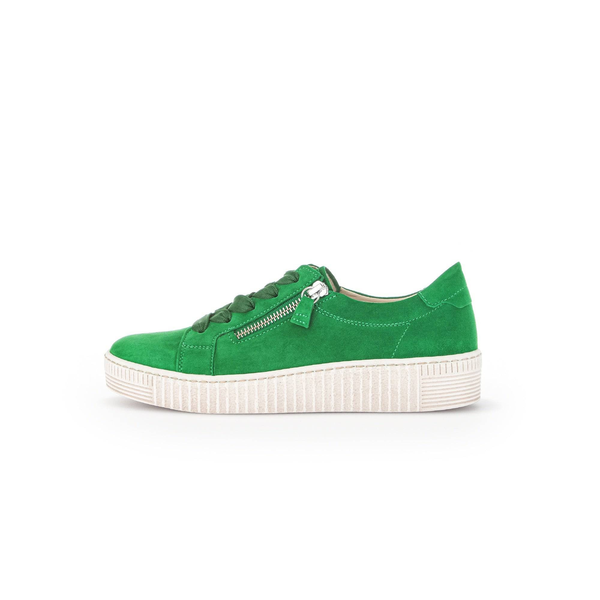 Gabor 43.334.19 Wisdom Ladies Green Suede Lace Up Trainers-elevate your sole