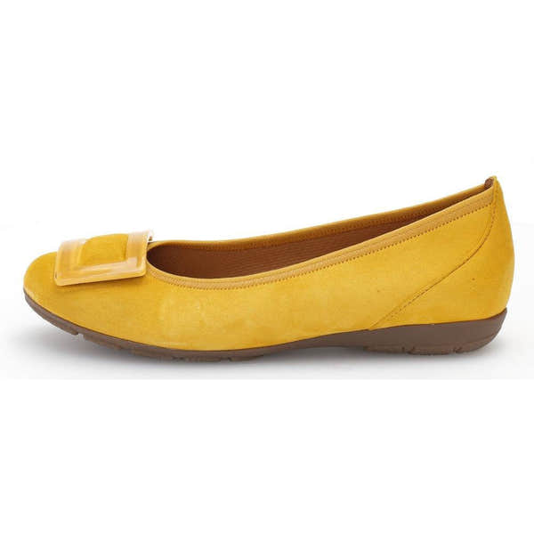 Gabor 44.164.13 Ladies Mango Yellow Suede Ballerina Slip Ons-elevate your sole
