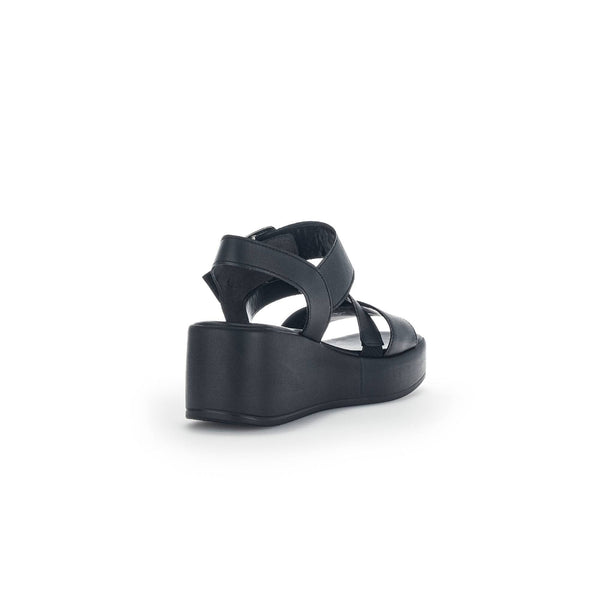 Gabor 44.533.27 Java Ladies Black Leather Buckle Sandals-elevate your sole